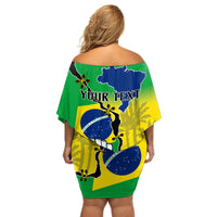 Personalised Brasil Off Shoulder Short Dress Feliz Dia da Independencia - Wonder Print Shop