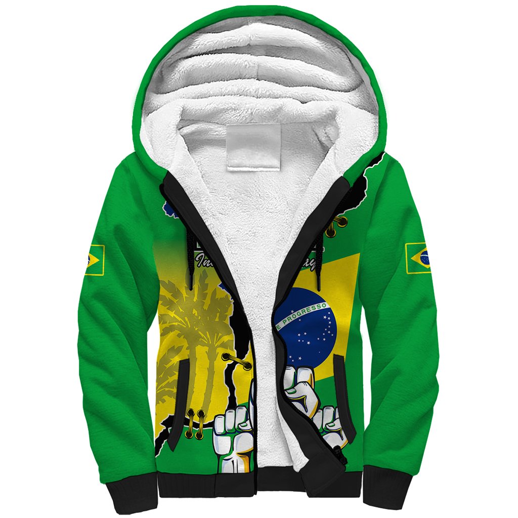 Personalised Brasil Sherpa Hoodie Feliz Dia da Independencia - Wonder Print Shop