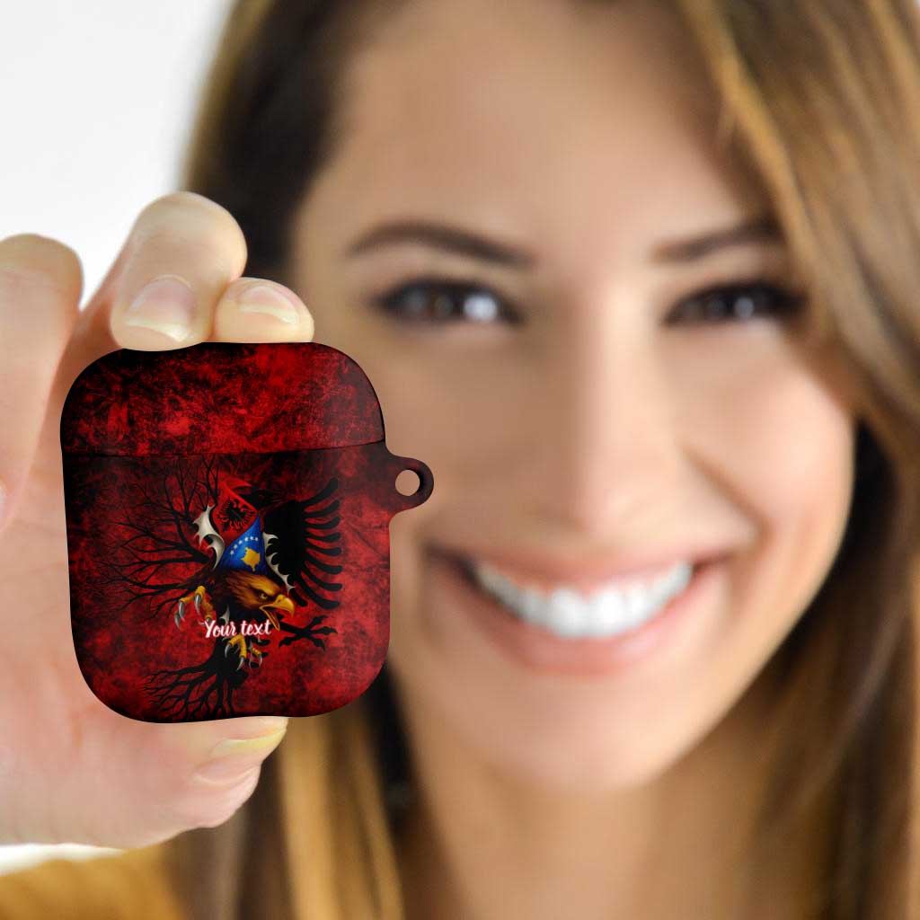 Personalized Kosova Albanian Roots AirPods Case Kosova Albanian Eagle Flag - Wonder Print Shop