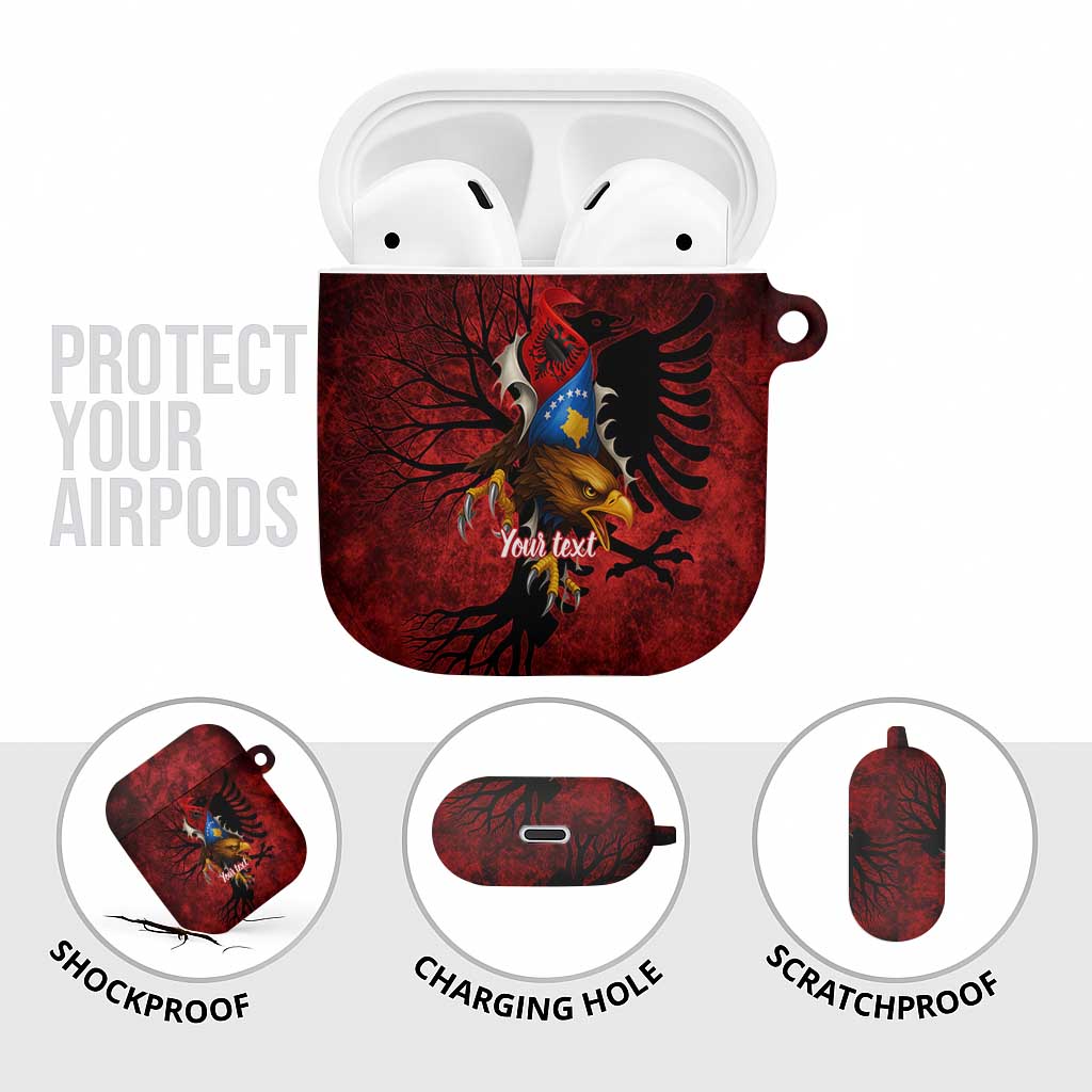 Personalized Kosova Albanian Roots AirPods Case Kosova Albanian Eagle Flag - Wonder Print Shop
