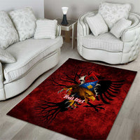 Personalized Kosova Albanian Roots Area Rug Kosova Albanian Eagle Flag - Wonder Print Shop