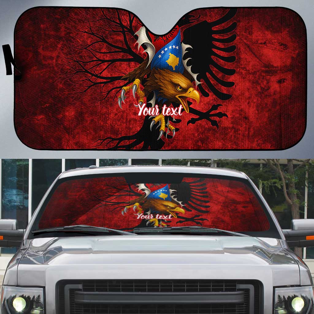 Personalized Kosova Albanian Roots Auto Sun Shade Kosova Albanian Eagle Flag - Wonder Print Shop