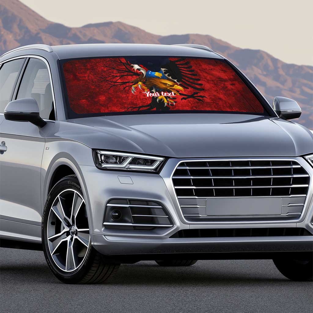 Personalized Kosova Albanian Roots Auto Sun Shade Kosova Albanian Eagle Flag - Wonder Print Shop