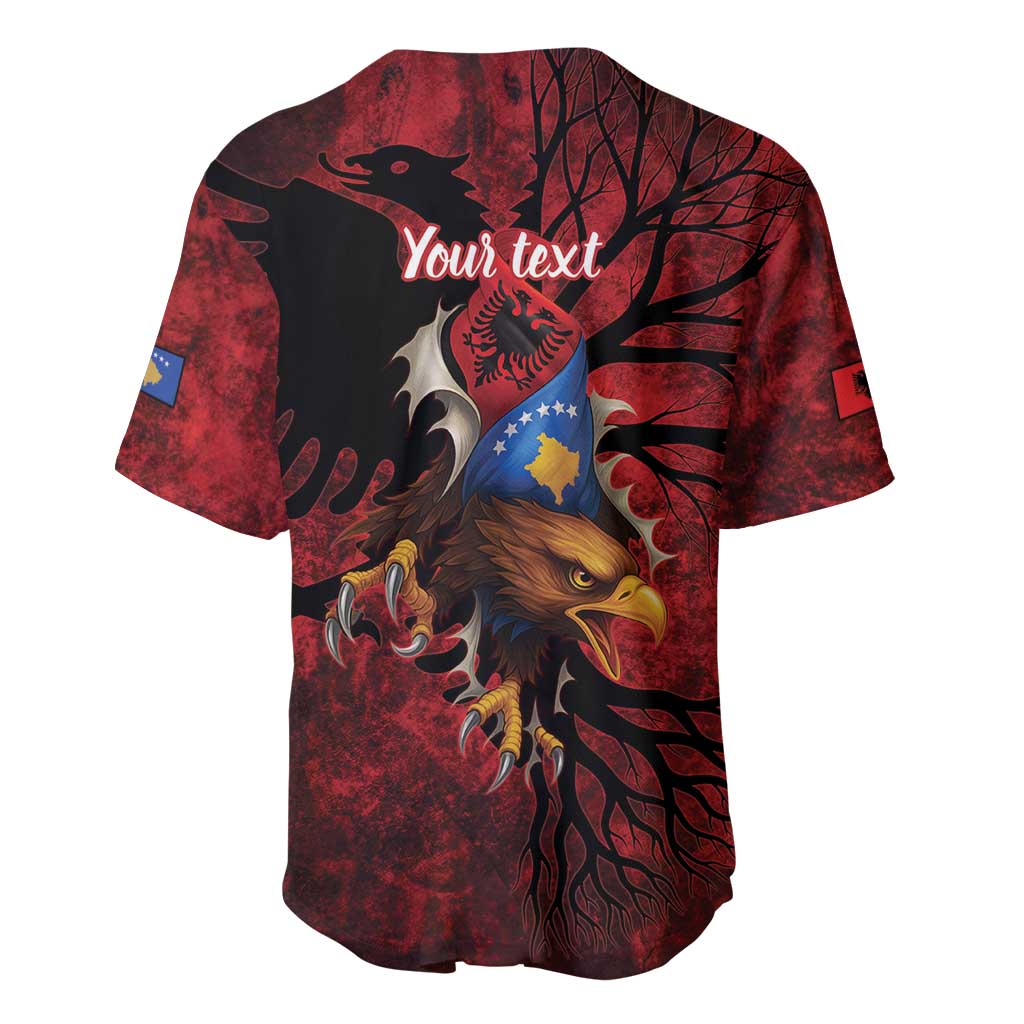 Personalized Kosova Albanian Roots Baseball Jersey Kosova Albanian Eagle Flag - Wonder Print Shop