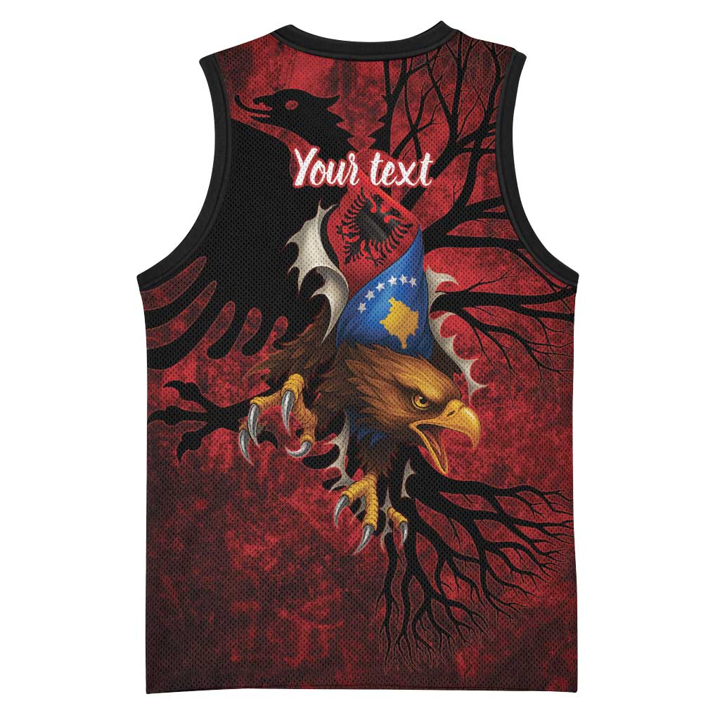 Personalized Kosova Albanian Roots Basketball Jersey Kosova Albanian Eagle Flag - Wonder Print Shop