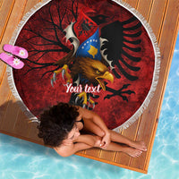 Personalized Kosova Albanian Roots Beach Blanket Kosova Albanian Eagle Flag - Wonder Print Shop