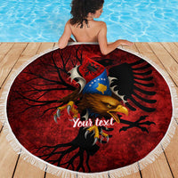 Personalized Kosova Albanian Roots Beach Blanket Kosova Albanian Eagle Flag - Wonder Print Shop