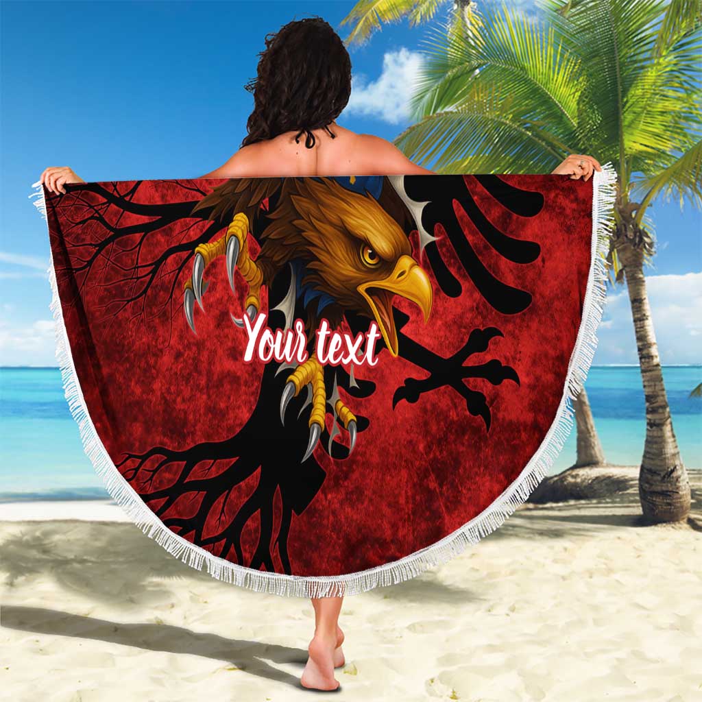 Personalized Kosova Albanian Roots Beach Blanket Kosova Albanian Eagle Flag - Wonder Print Shop