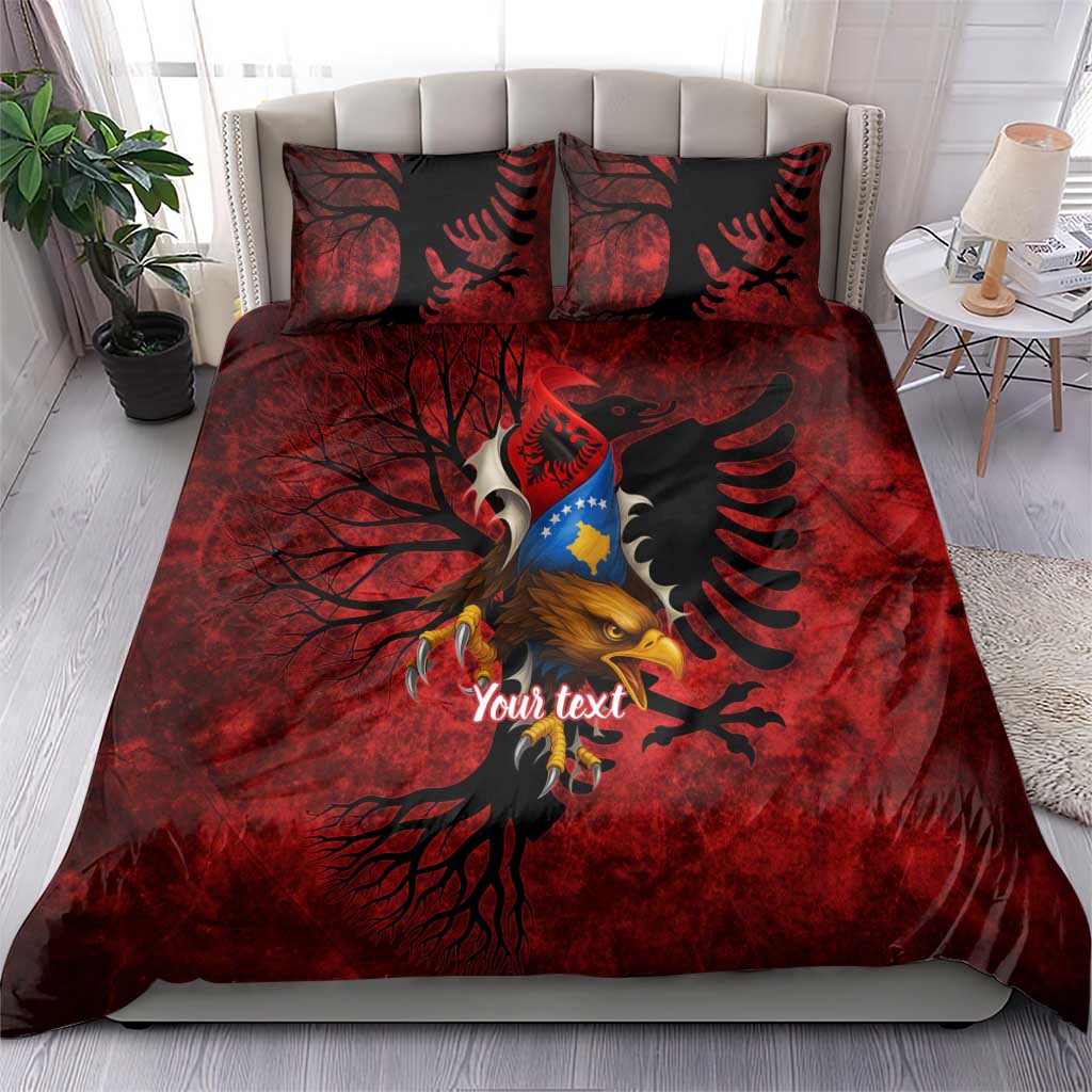 Personalized Kosova Albanian Roots Bedding Set Kosova Albanian Eagle Flag - Wonder Print Shop