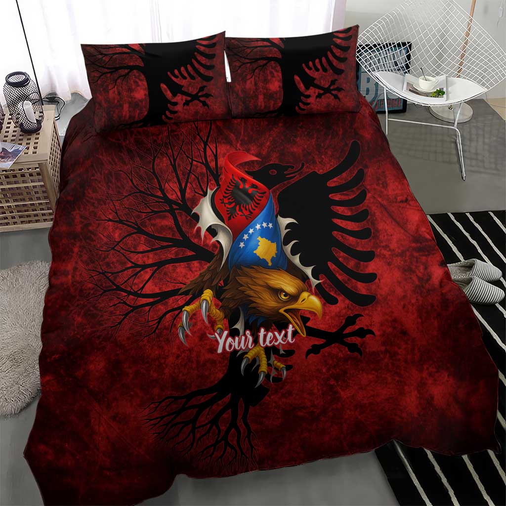 Personalized Kosova Albanian Roots Bedding Set Kosova Albanian Eagle Flag - Wonder Print Shop