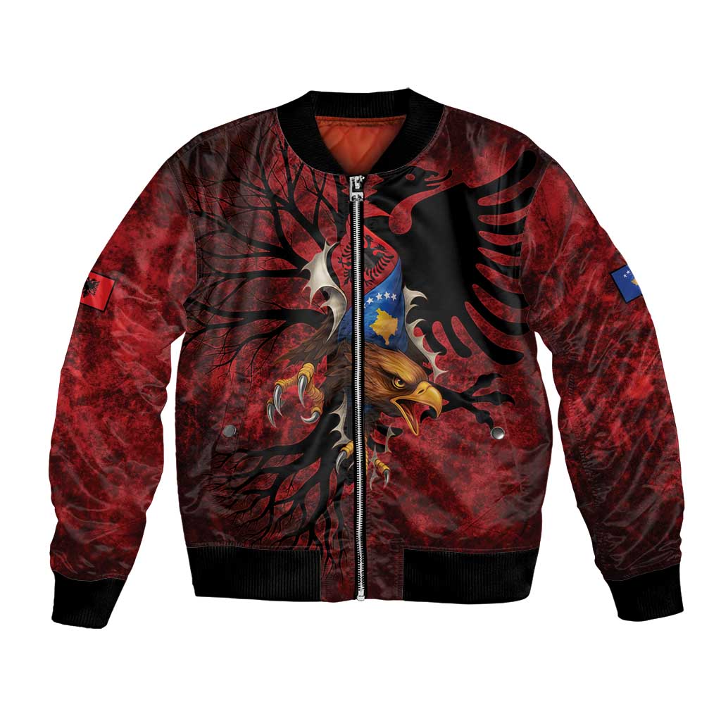 Personalized Kosova Albanian Roots Bomber Jacket Kosova Albanian Eagle Flag - Wonder Print Shop