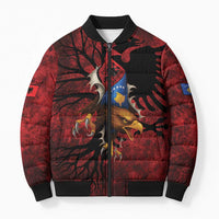 Personalized Kosova Albanian Roots Bomber Puffer Jacket Kosova Albanian Eagle Flag - Wonder Print Shop