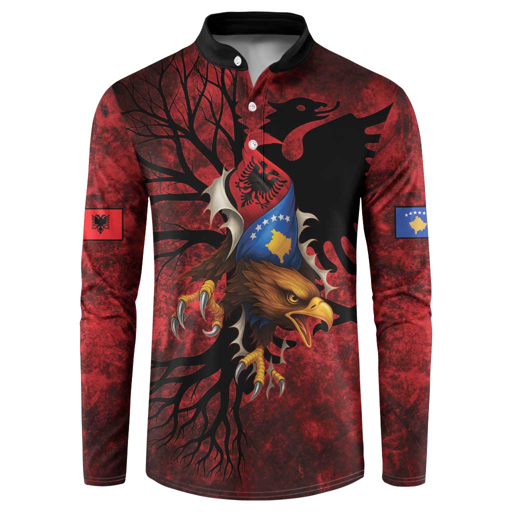 Personalized Kosova Albanian Roots Button Sweatshirt Kosova Albanian Eagle Flag - Wonder Print Shop