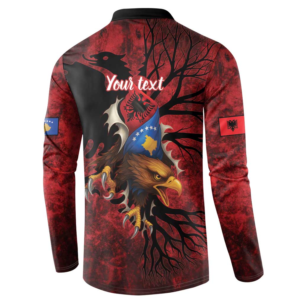 Personalized Kosova Albanian Roots Button Sweatshirt Kosova Albanian Eagle Flag - Wonder Print Shop