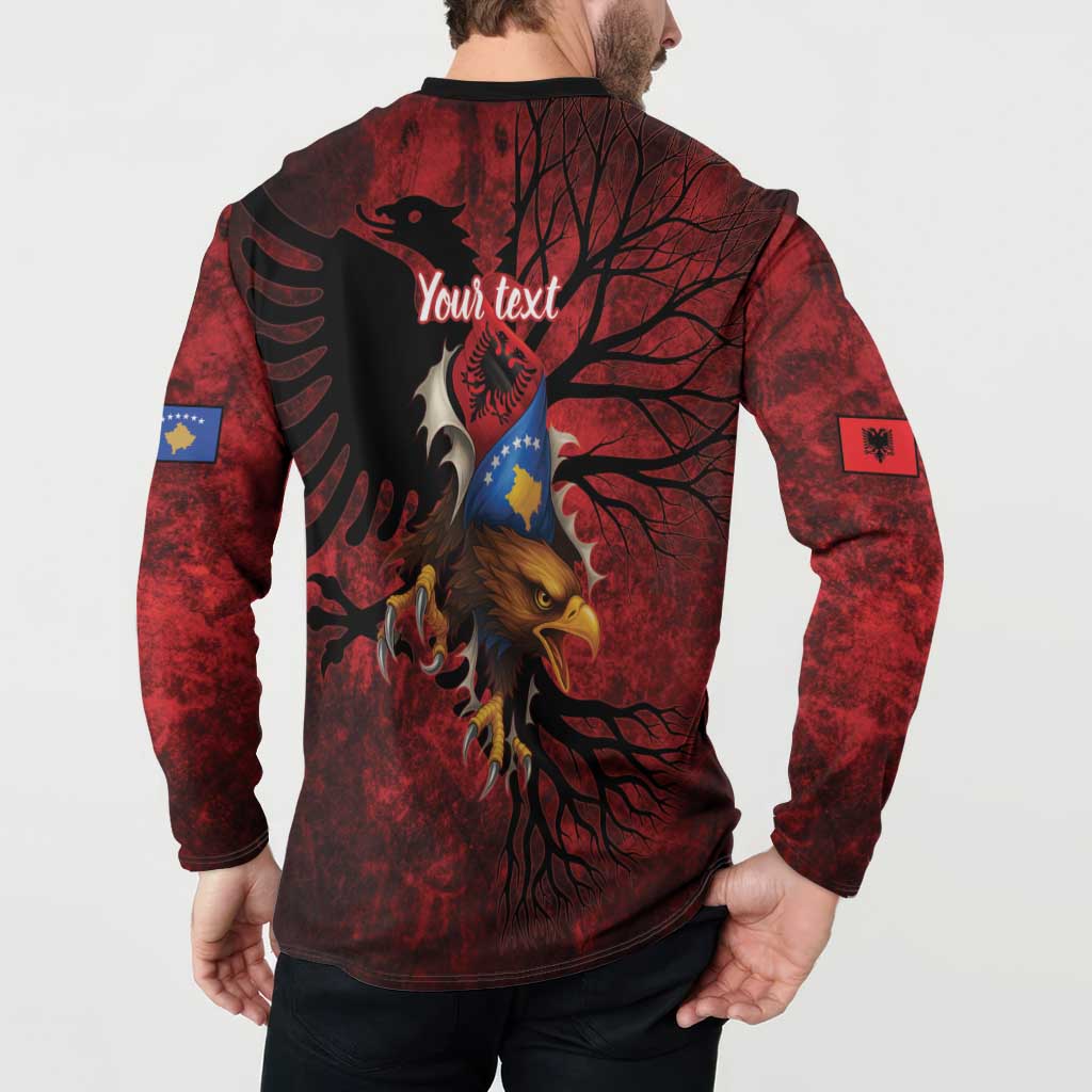 Personalized Kosova Albanian Roots Button Sweatshirt Kosova Albanian Eagle Flag - Wonder Print Shop