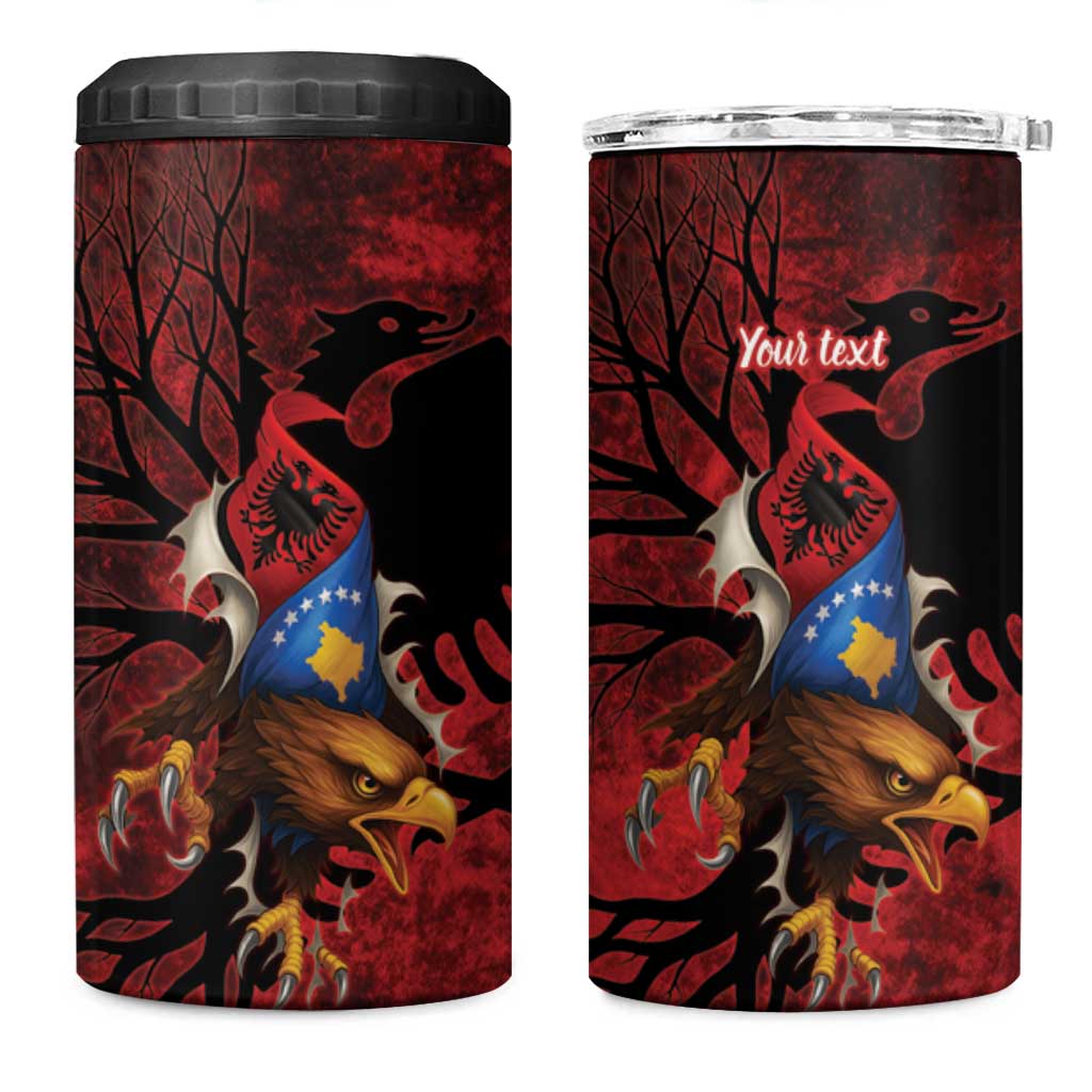 Personalized Kosova Albanian Roots 4 in 1 Can Cooler Tumbler Kosova Albanian Eagle Flag - Wonder Print Shop