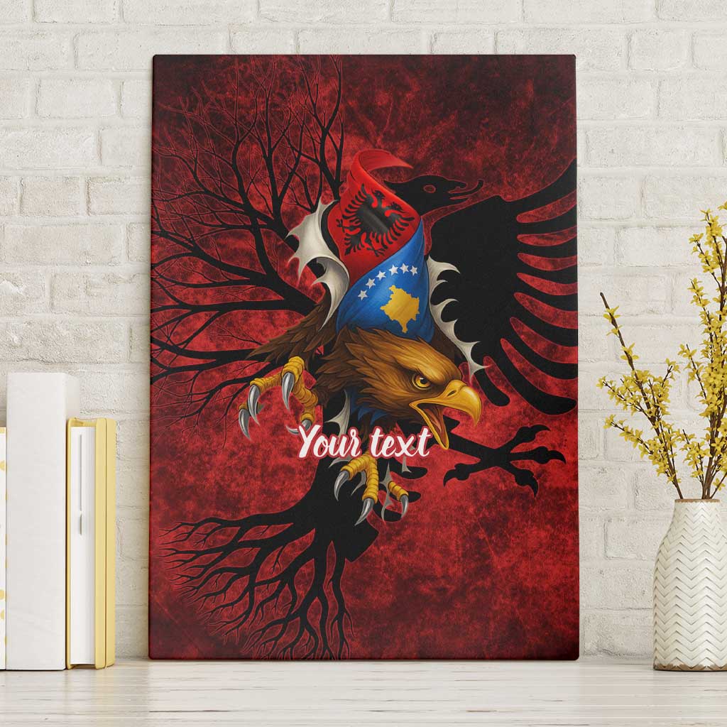 Personalized Kosova Albanian Roots Canvas Wall Art Kosova Albanian Eagle Flag - Wonder Print Shop