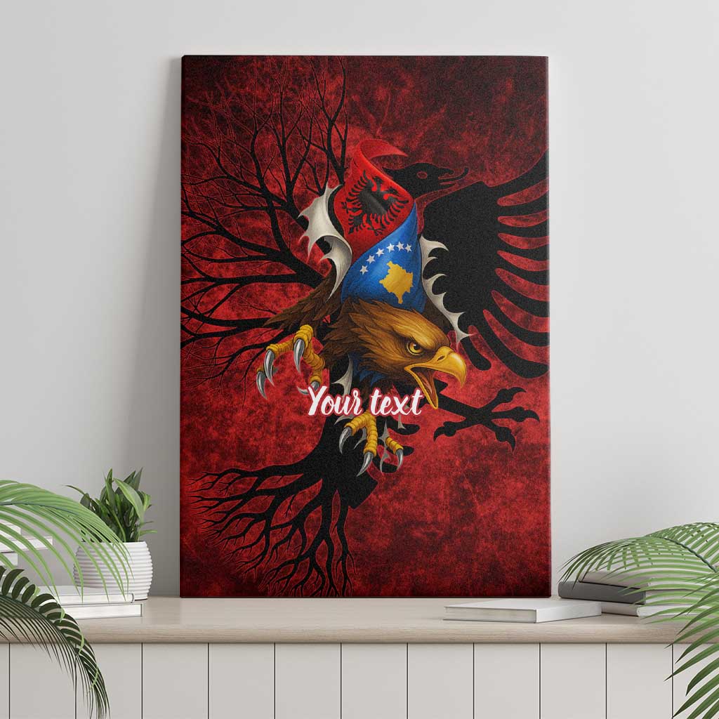 Personalized Kosova Albanian Roots Canvas Wall Art Kosova Albanian Eagle Flag - Wonder Print Shop