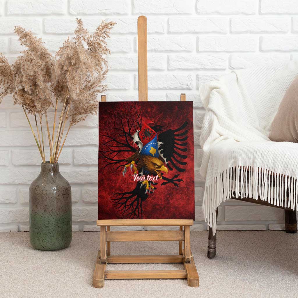 Personalized Kosova Albanian Roots Canvas Wall Art Kosova Albanian Eagle Flag - Wonder Print Shop