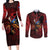 Personalized Kosova Albanian Roots Couples Matching Long Sleeve Bodycon Dress and Long Sleeve Button Shirt Kosova Albanian Eagle Flag - Wonder Print Shop