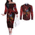 Personalized Kosova Albanian Roots Couples Matching Off The Shoulder Long Sleeve Dress and Long Sleeve Button Shirt Kosova Albanian Eagle Flag - Wonder Print Shop