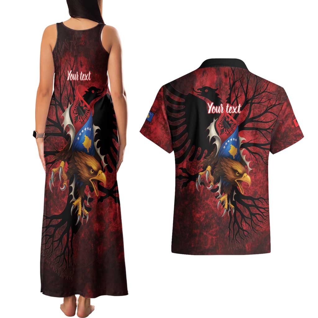 Personalized Kosova Albanian Roots Couples Matching Tank Maxi Dress and Hawaiian Shirt Kosova Albanian Eagle Flag - Wonder Print Shop