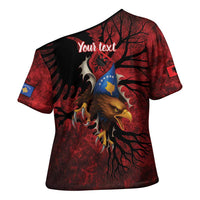 Personalized Kosova Albanian Roots Cross Shoulder Shirt Kosova Albanian Eagle Flag - Wonder Print Shop