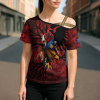 Personalized Kosova Albanian Roots Cross Shoulder Shirt Kosova Albanian Eagle Flag - Wonder Print Shop