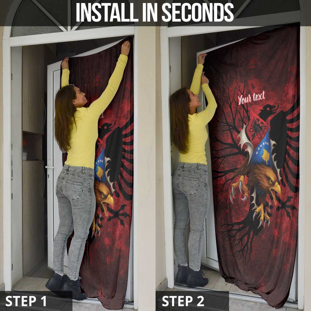 Personalized Kosova Albanian Roots Door Cover Kosova Albanian Eagle Flag - Wonder Print Shop