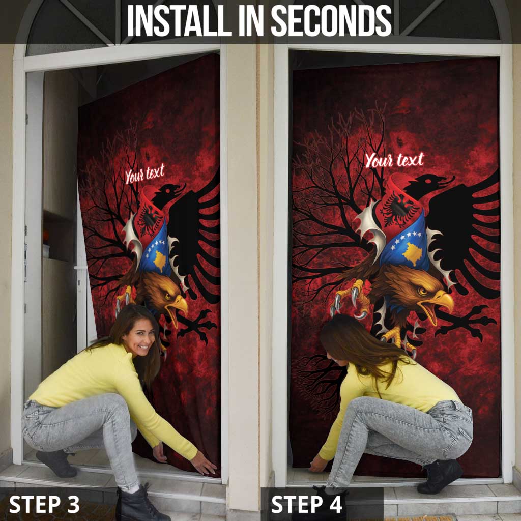 Personalized Kosova Albanian Roots Door Cover Kosova Albanian Eagle Flag - Wonder Print Shop