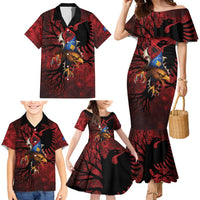 Personalized Kosova Albanian Roots Family Matching Mermaid Dress and Hawaiian Shirt Kosova Albanian Eagle Flag - Wonder Print Shop
