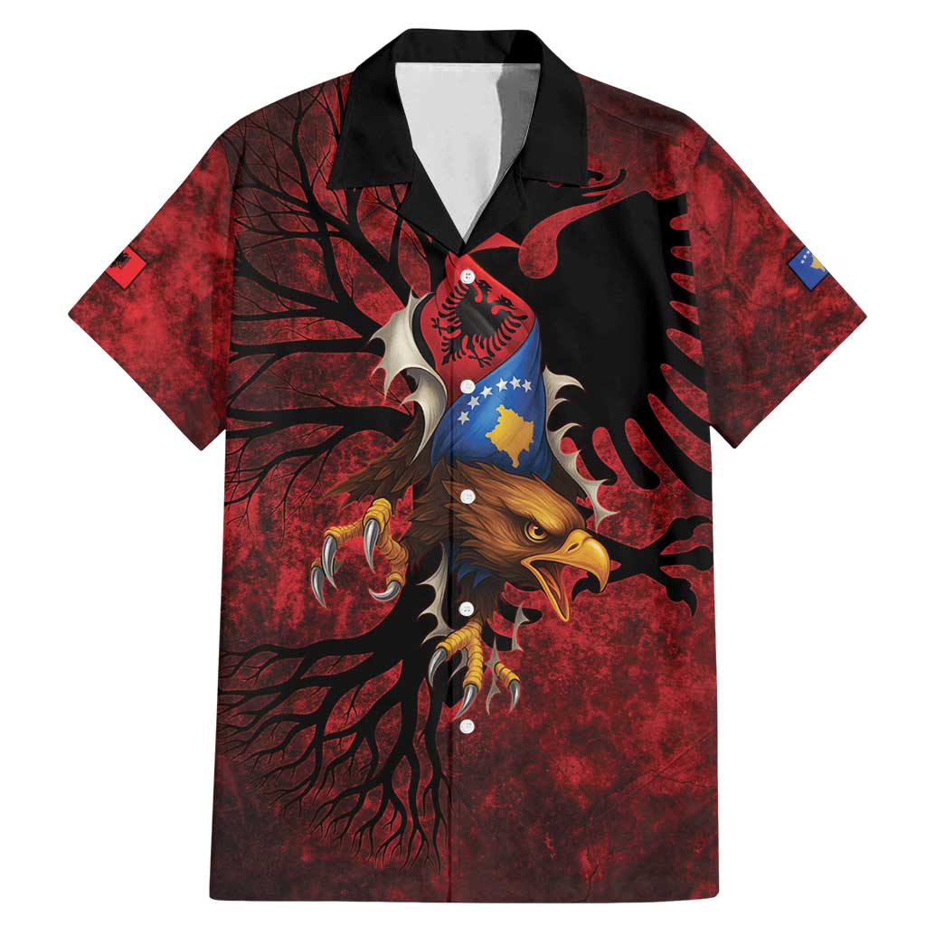 Personalized Kosova Albanian Roots Family Matching Mermaid Dress and Hawaiian Shirt Kosova Albanian Eagle Flag - Wonder Print Shop