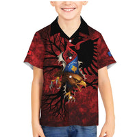 Personalized Kosova Albanian Roots Family Matching Mermaid Dress and Hawaiian Shirt Kosova Albanian Eagle Flag - Wonder Print Shop