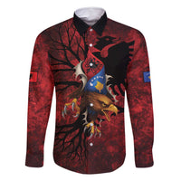 Personalized Kosova Albanian Roots Family Matching Off Shoulder Short Dress and Hawaiian Shirt Kosova Albanian Eagle Flag - Wonder Print Shop