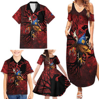 Personalized Kosova Albanian Roots Family Matching Summer Maxi Dress and Hawaiian Shirt Kosova Albanian Eagle Flag - Wonder Print Shop
