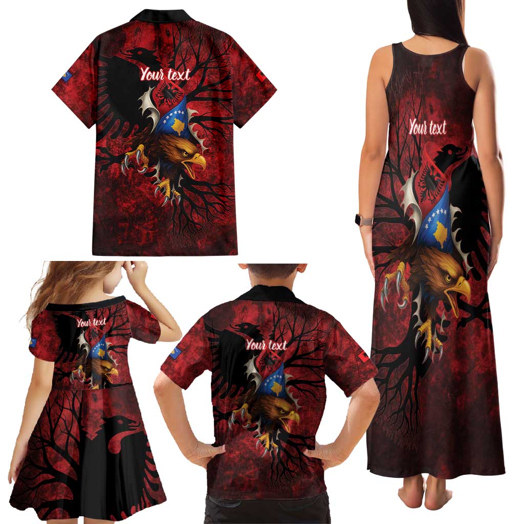 Personalized Kosova Albanian Roots Family Matching Tank Maxi Dress and Hawaiian Shirt Kosova Albanian Eagle Flag - Wonder Print Shop
