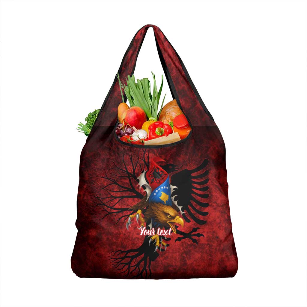 Personalized Kosova Albanian Roots Grocery Bag Kosova Albanian Eagle Flag - Wonder Print Shop