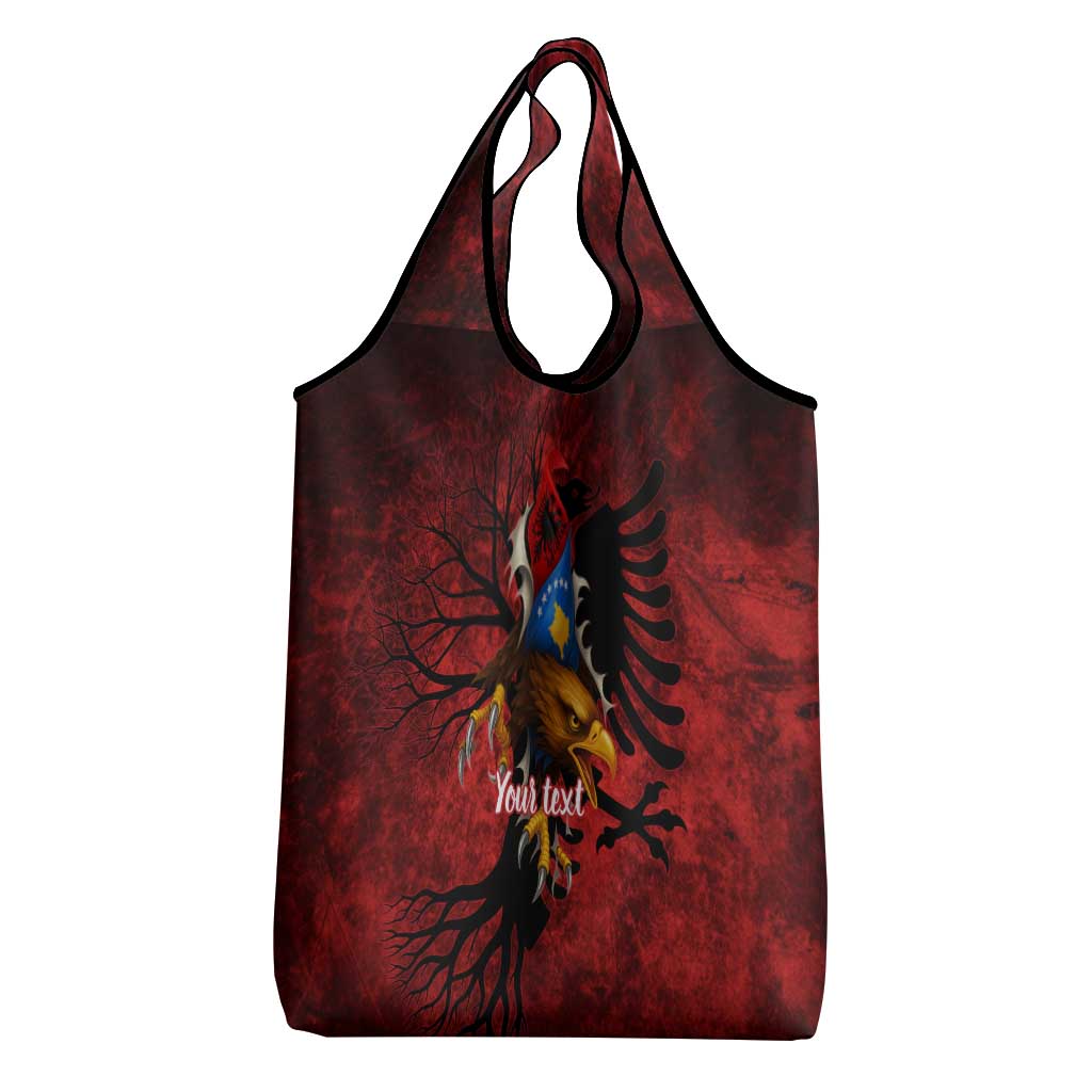 Personalized Kosova Albanian Roots Grocery Bag Kosova Albanian Eagle Flag - Wonder Print Shop