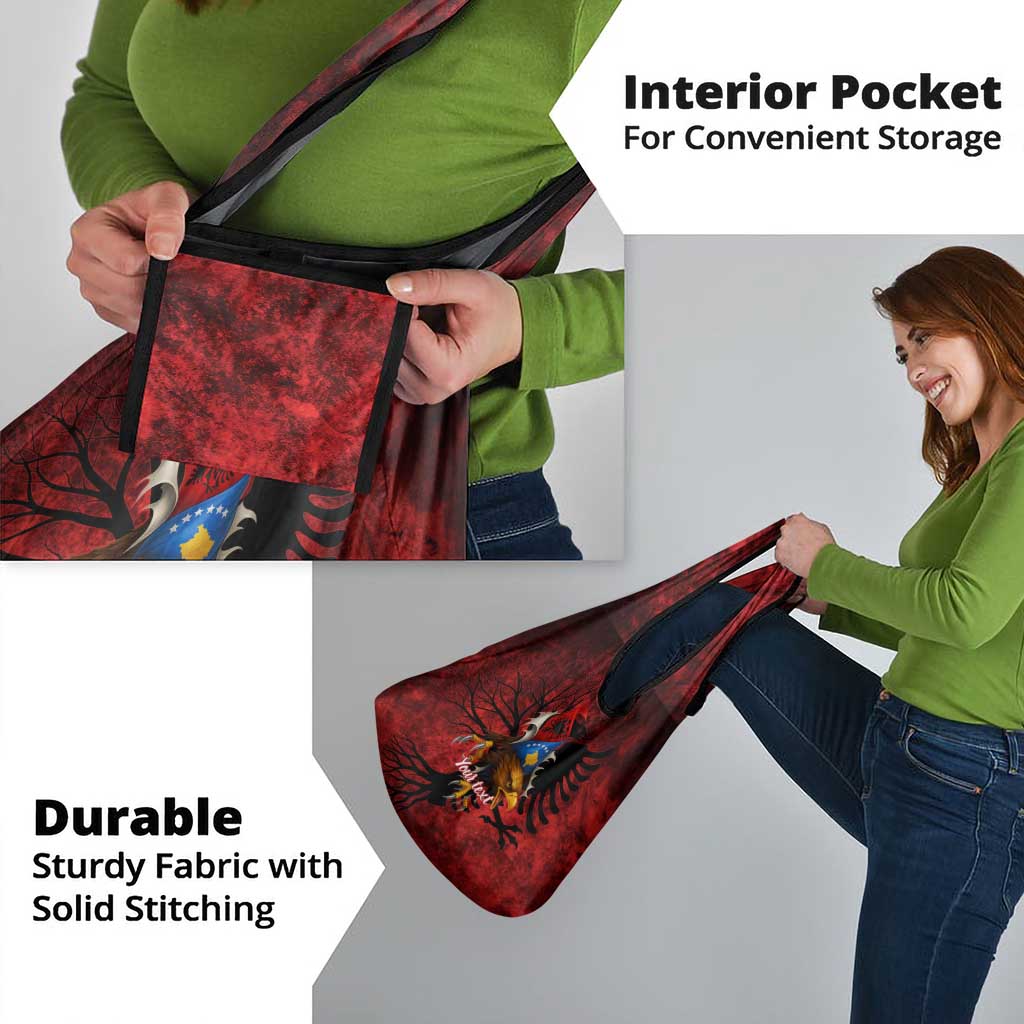 Personalized Kosova Albanian Roots Grocery Bag Kosova Albanian Eagle Flag - Wonder Print Shop