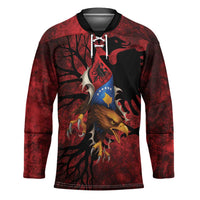 Personalized Kosova Albanian Roots Hockey Jersey Kosova Albanian Eagle Flag - Wonder Print Shop