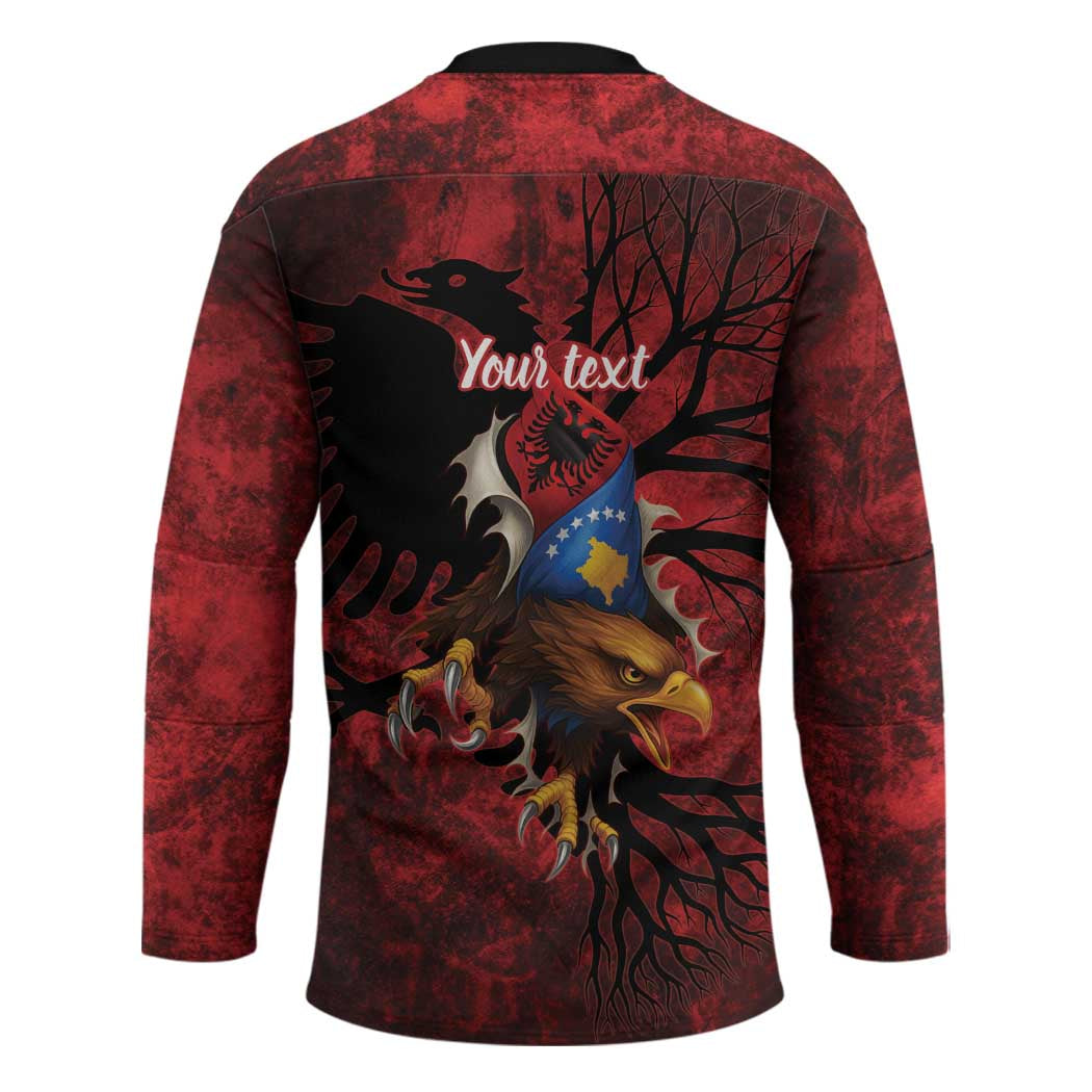 Personalized Kosova Albanian Roots Hockey Jersey Kosova Albanian Eagle Flag - Wonder Print Shop