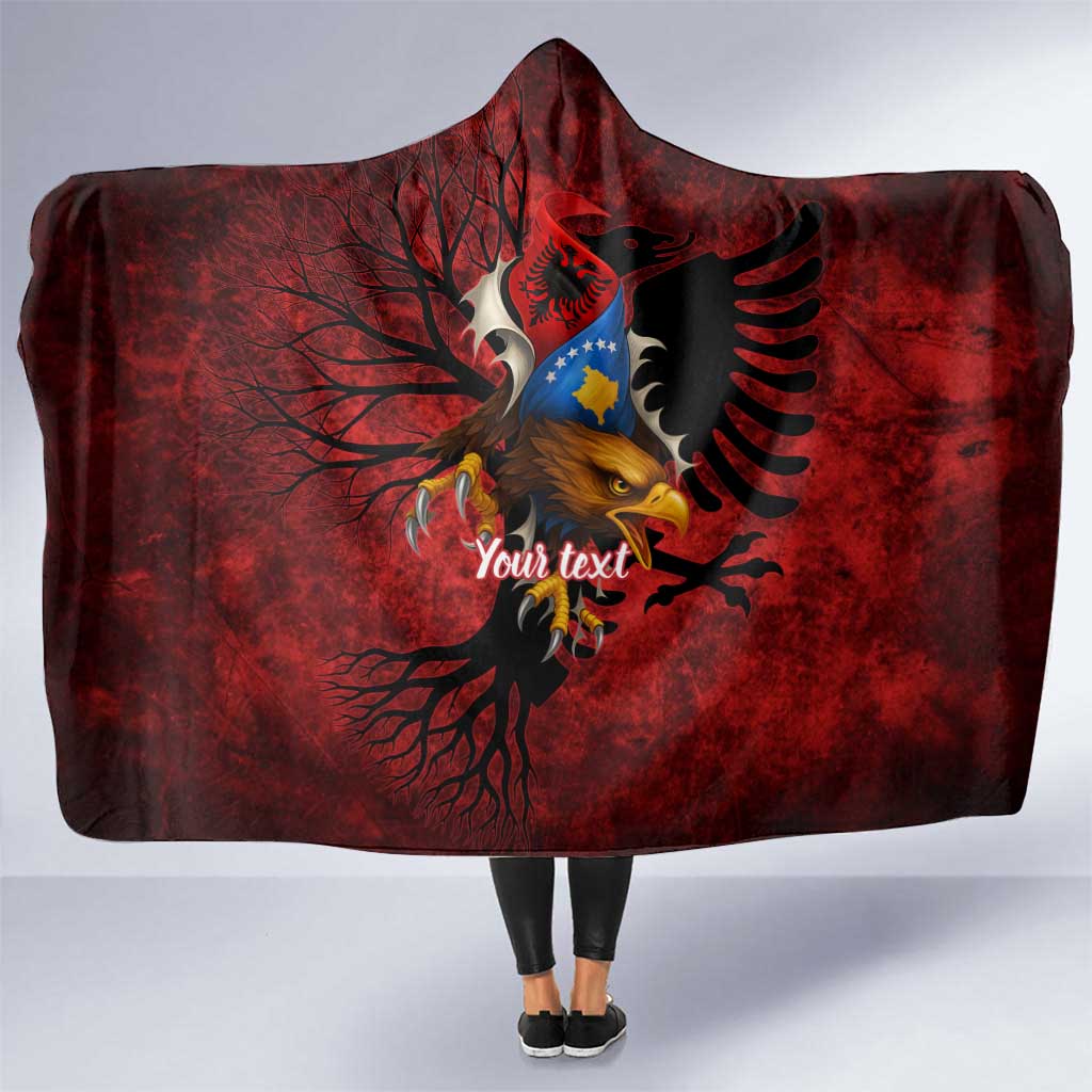 Personalized Kosova Albanian Roots Hooded Blanket Kosova Albanian Eagle Flag - Wonder Print Shop
