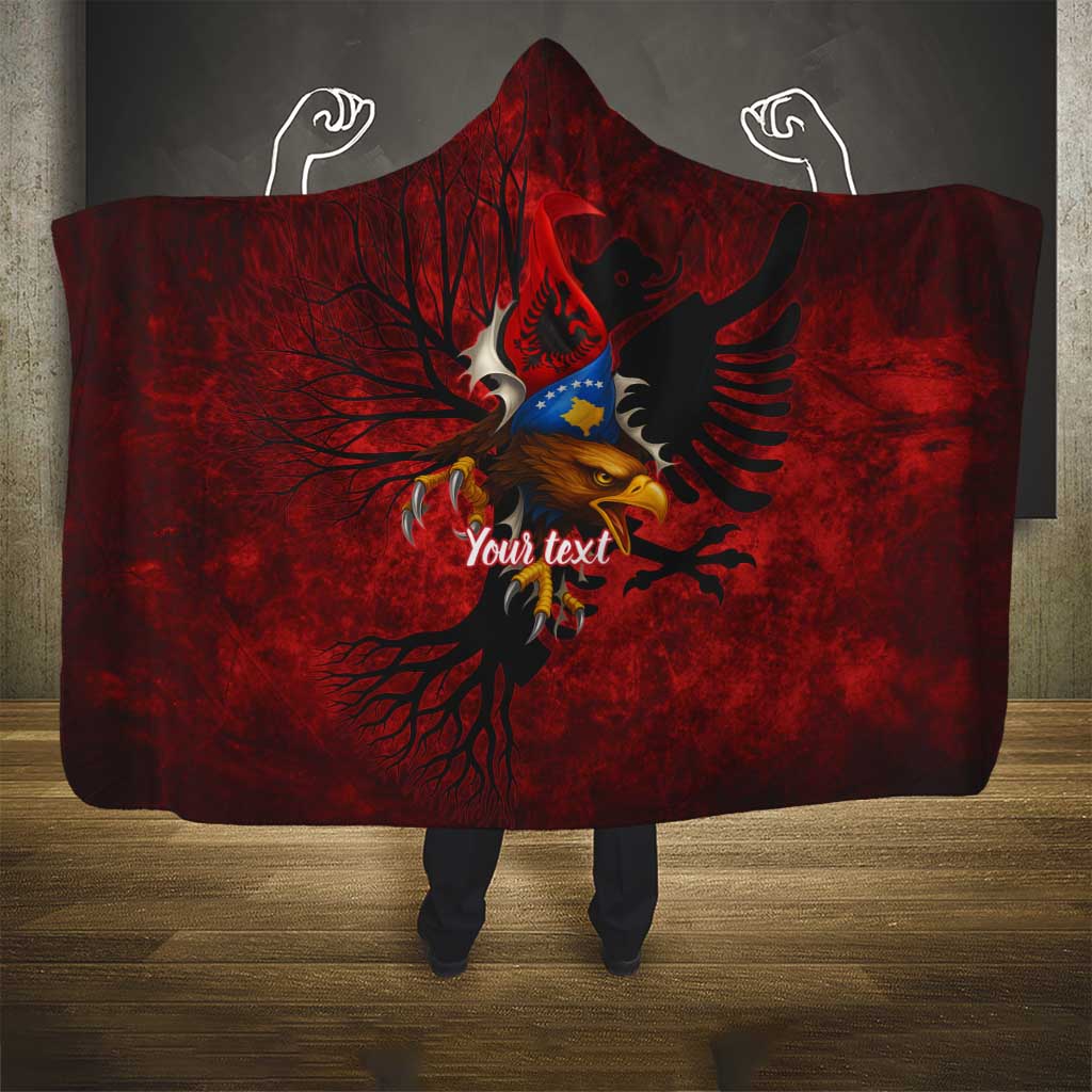 Personalized Kosova Albanian Roots Hooded Blanket Kosova Albanian Eagle Flag - Wonder Print Shop