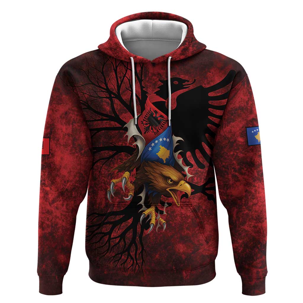 Personalized Kosova Albanian Roots Hoodie Kosova Albanian Eagle Flag - Wonder Print Shop