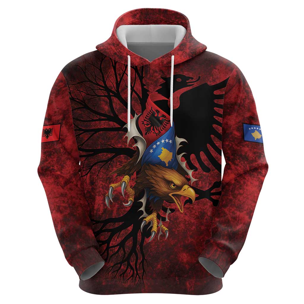 Personalized Kosova Albanian Roots Hoodie Kosova Albanian Eagle Flag - Wonder Print Shop