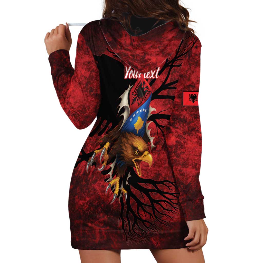 Personalized Kosova Albanian Roots Hoodie Dress Kosova Albanian Eagle Flag - Wonder Print Shop