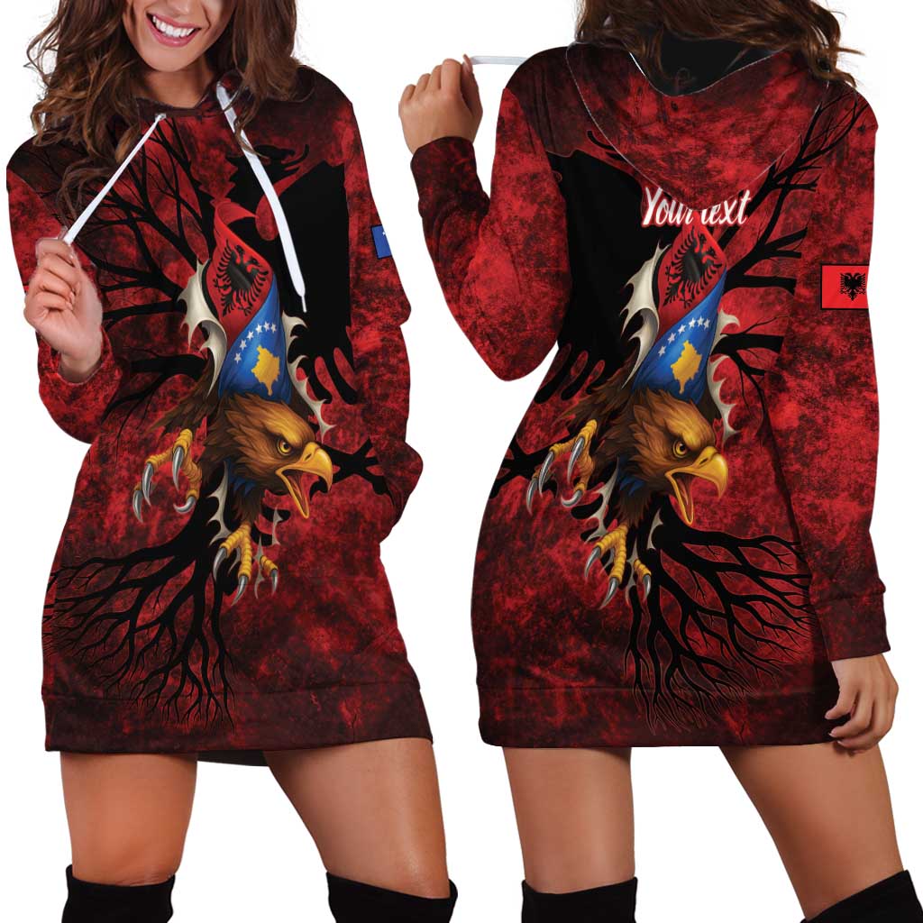 Personalized Kosova Albanian Roots Hoodie Dress Kosova Albanian Eagle Flag - Wonder Print Shop