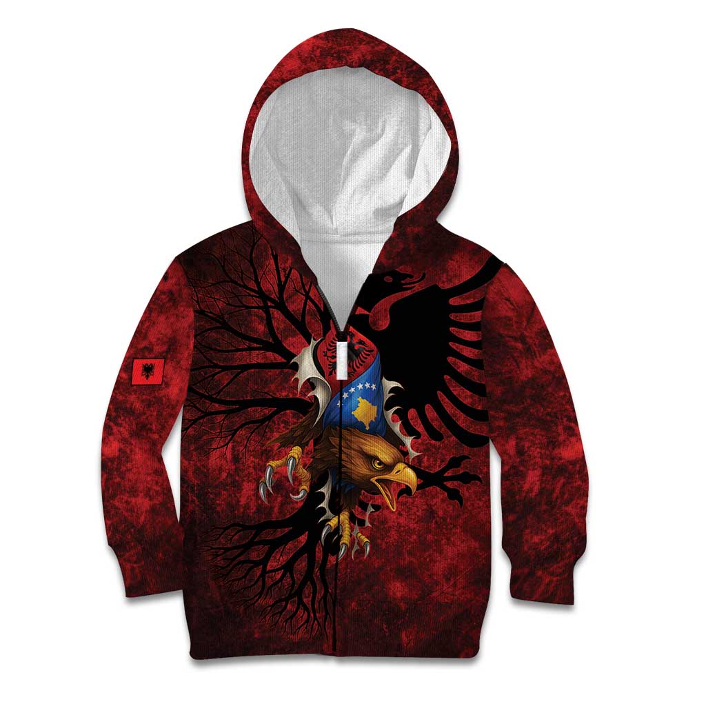 Personalized Kosova Albanian Roots Kid Hoodie Kosova Albanian Eagle Flag - Wonder Print Shop