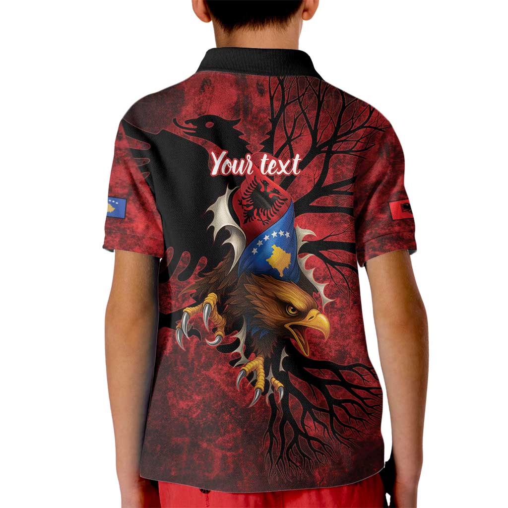 Personalized Kosova Albanian Roots Kid Polo Shirt Kosova Albanian Eagle Flag - Wonder Print Shop