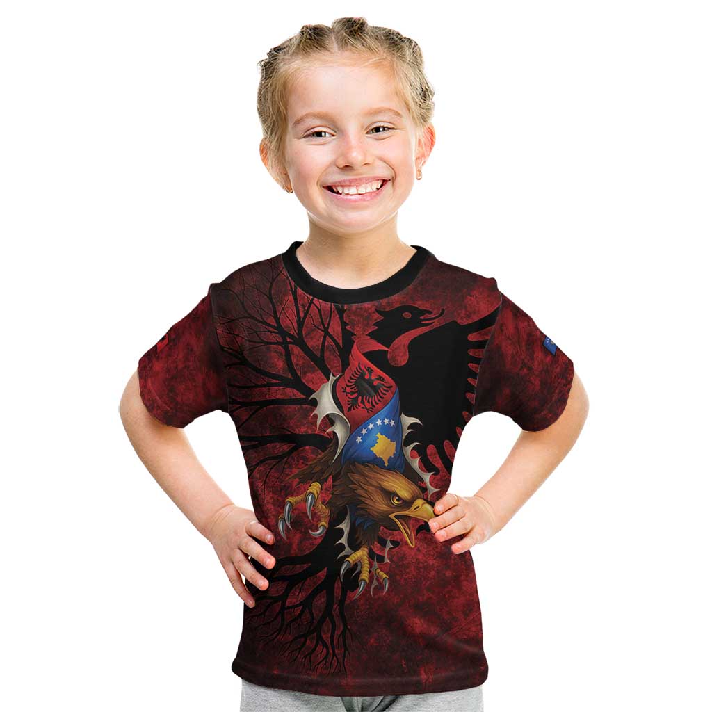 Personalized Kosova Albanian Roots Kid T Shirt Kosova Albanian Eagle Flag - Wonder Print Shop